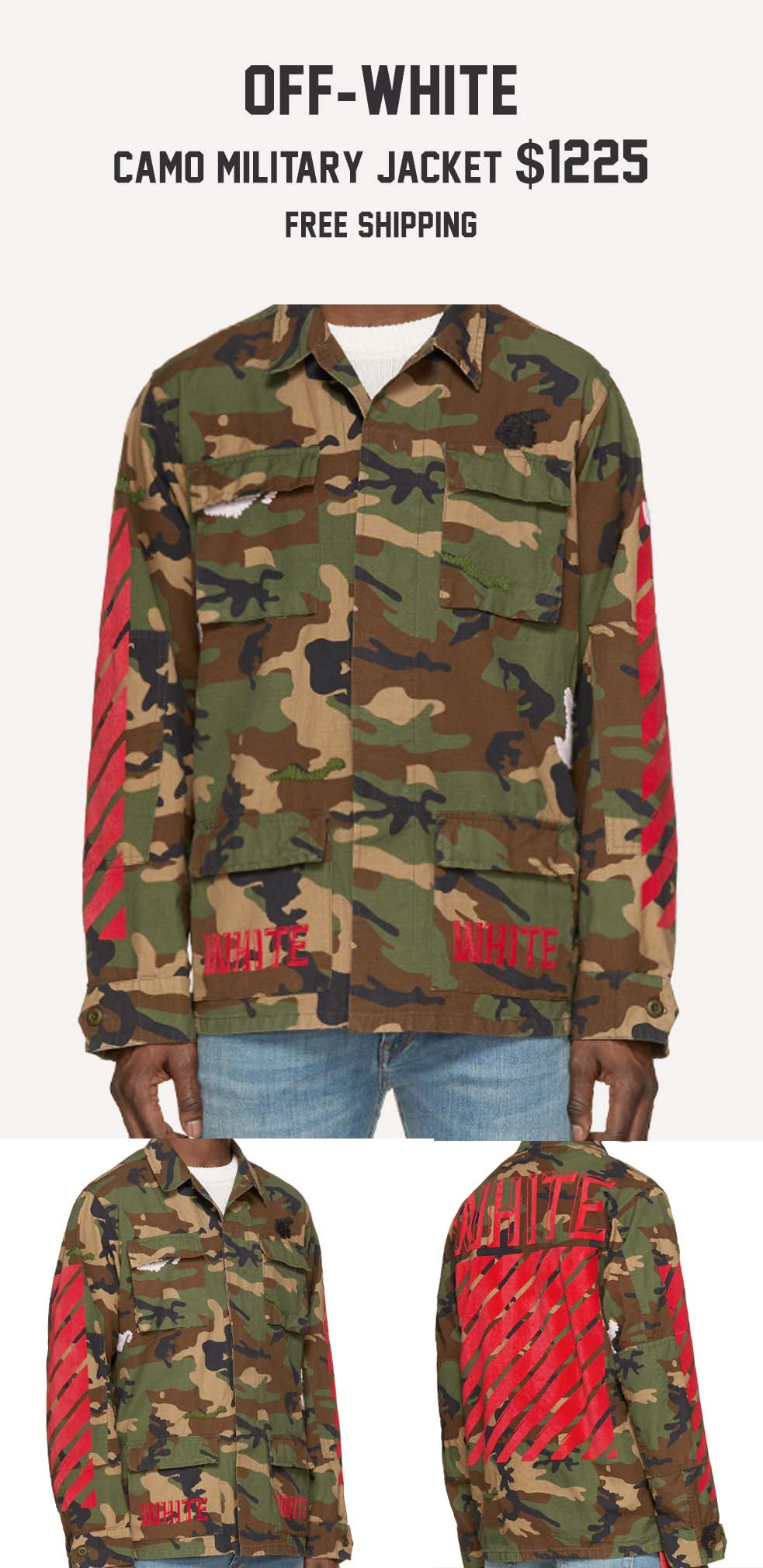 Stefan's Head - Fall Jackets Collection - Off White Camo Military Jacket